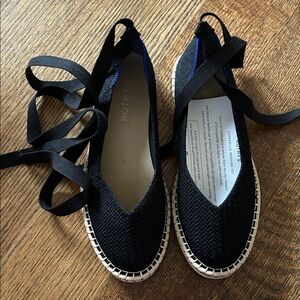 Rothy's Black tie up Espadrilles flats